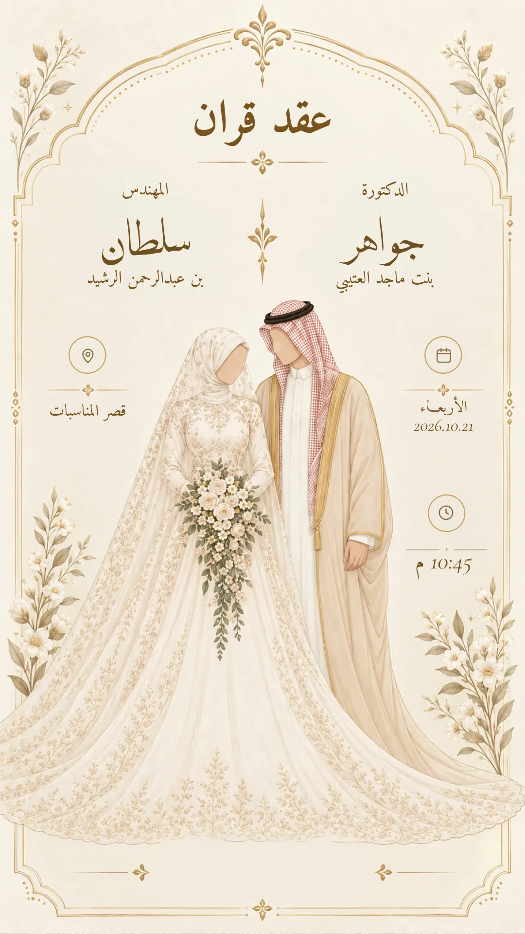 دعوة عقد قران إلكترونية بتصميم «ليلة العمر»