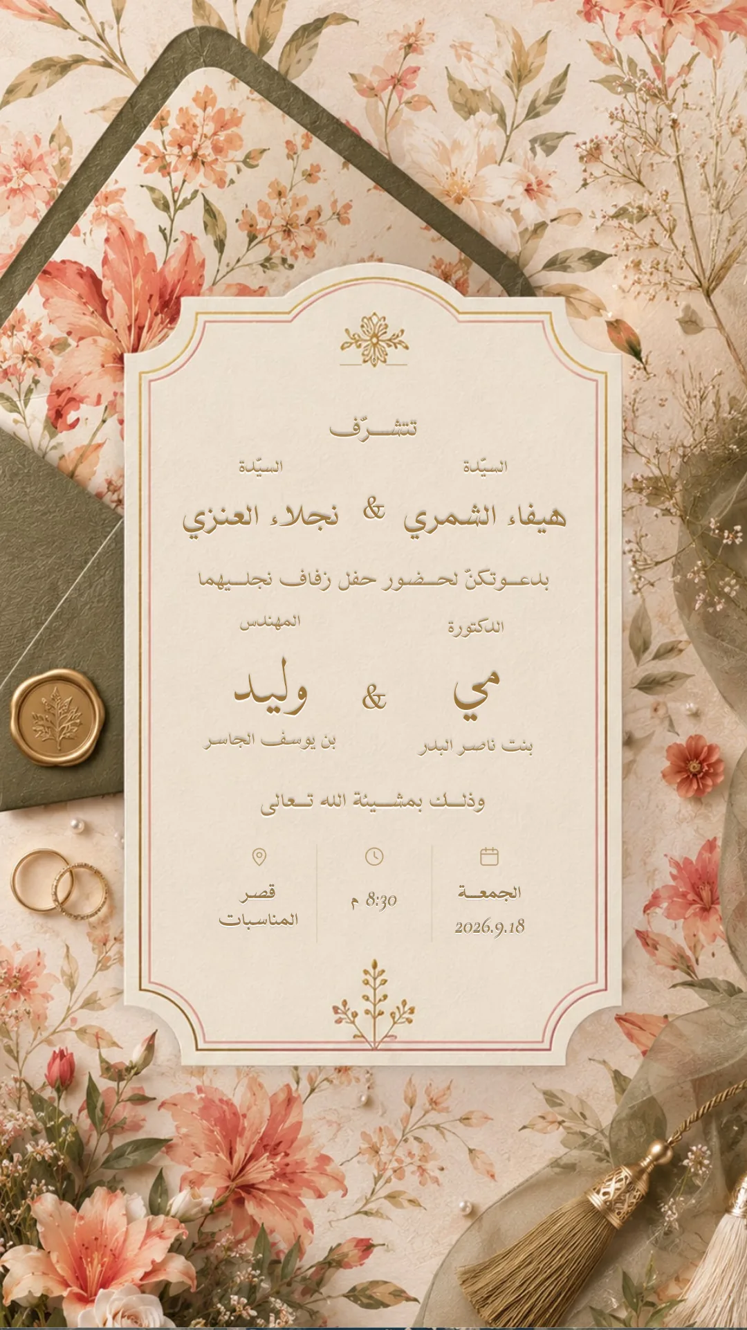 دعوة زواج إلكترونية بتصميم «مرجاني»