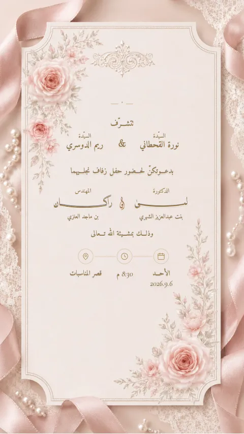 دعوة زواج إلكترونية بتصميم «ورد جوري»