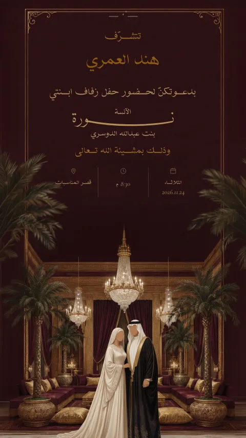 دعوة زواج إلكترونية بتصميم «ثريّا القصر»